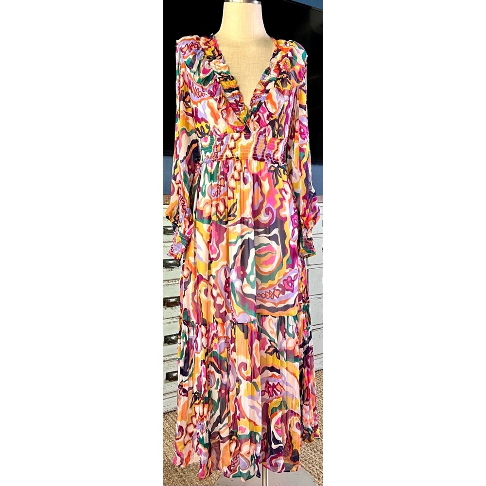 Anthropologie Odetta V-Neck Ruffle Maxi Dress M - Picture 6 of 16